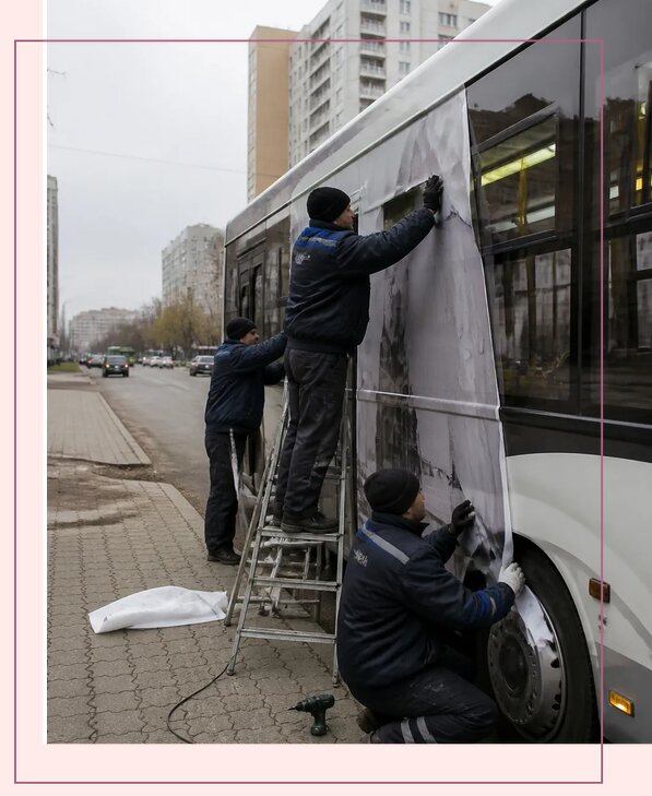 Изготовление и монтаж рекламы на автобусах в Конаково